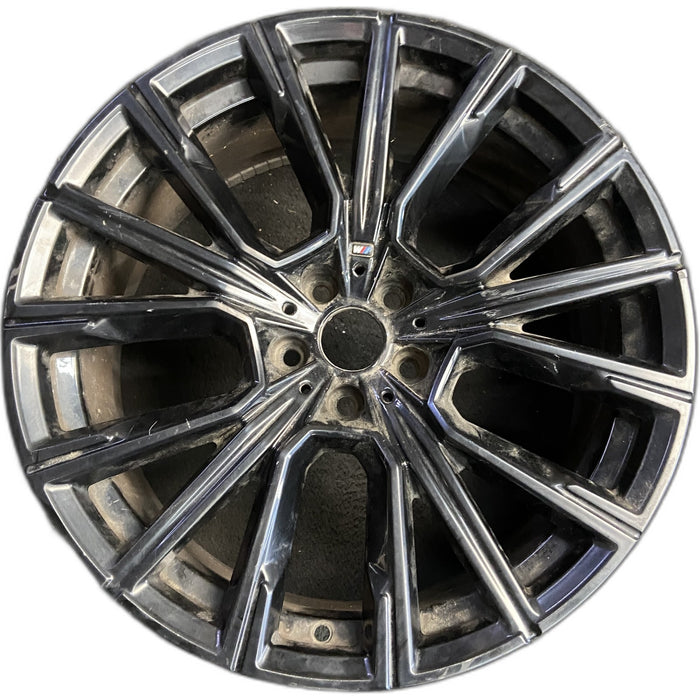 20" BMW 740i 21-22 20x8.5, star design, black Original OEM Wheel Rim - Front View