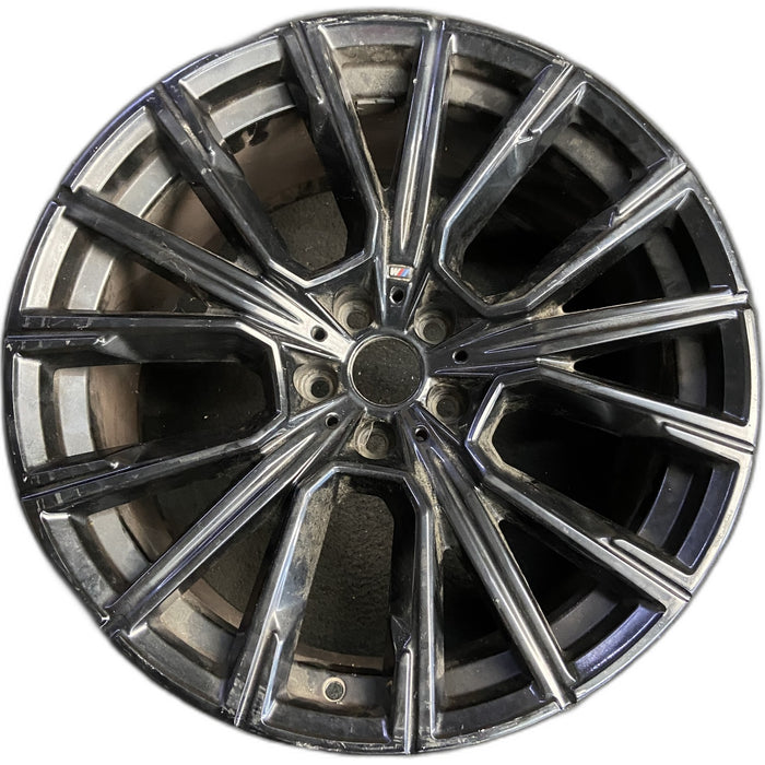 20" BMW 740i 21-22 20x10, star design, black Original OEM Wheel Rim - Front View