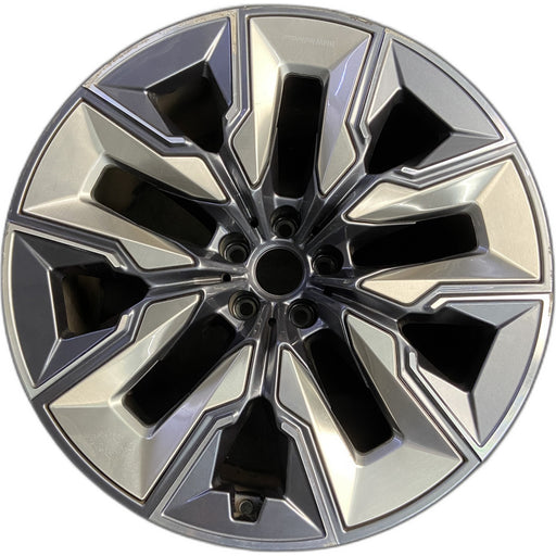 21" 750e 24-26 21x10.5, 5 spoke, V spoke, silver inserts Original OEM Wheel Rim - Front View