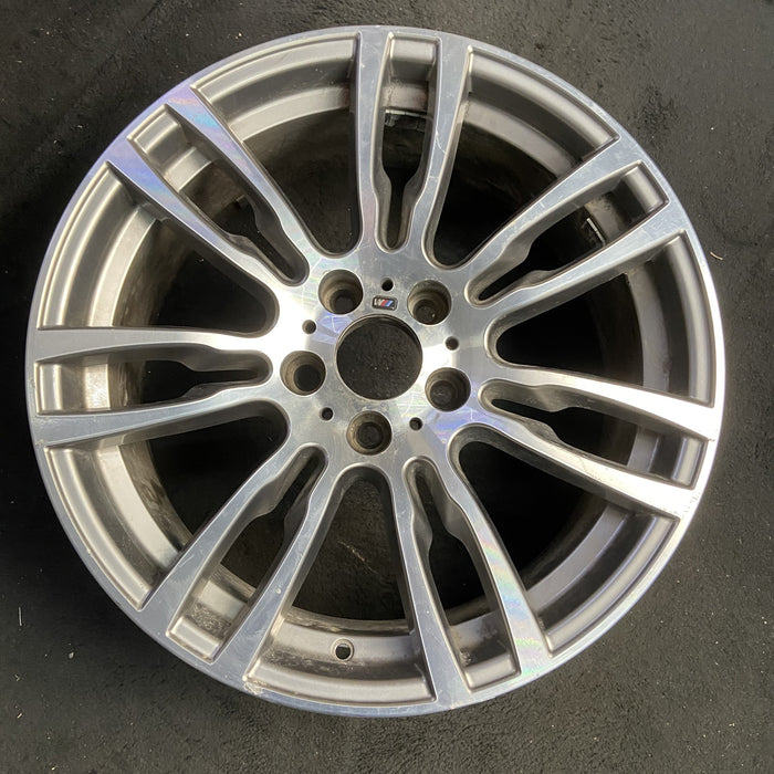 19" BMW 320i 12-13 , 19x8 , 14 spoke Original OEM Wheel Rim - MACHINED SILVER - Additional View
