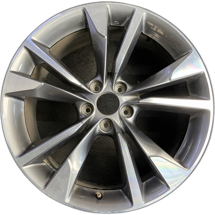 20" INFINITI QX60 22-26 20x8 , 5 V spoke Original OEM Wheel Rim - MACHINED GREY - Front View
