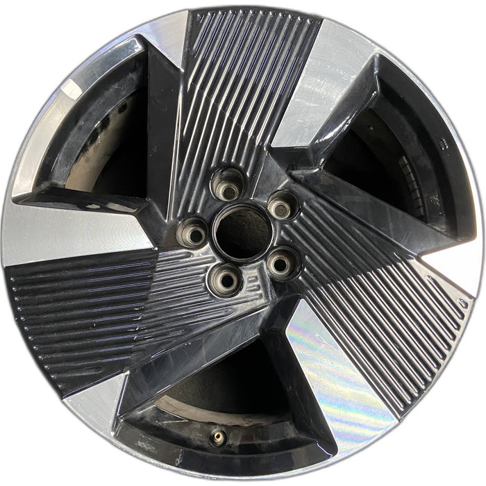 19" KICKS 25 , 19x7.5 , triple spoke Original OEM Wheel Rim - MACHINED BLACK - Front View