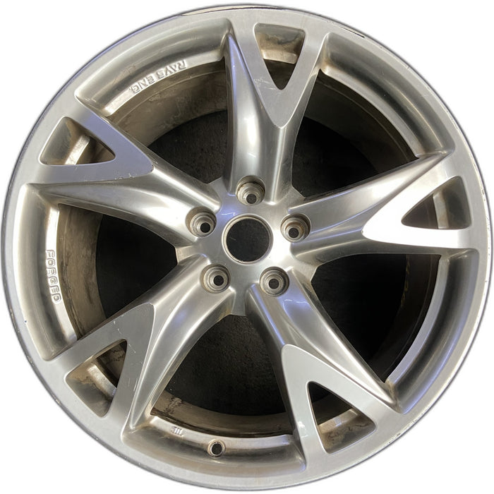 19" 370Z 09 , 19x9 , 5 spoke Original OEM Wheel Rim - SILVER - Front View