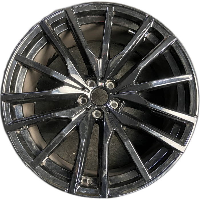 22" BMW X5 21-26 22x9.5, 15 spoke, Original OEM Wheel Rim - BLACK - Front View