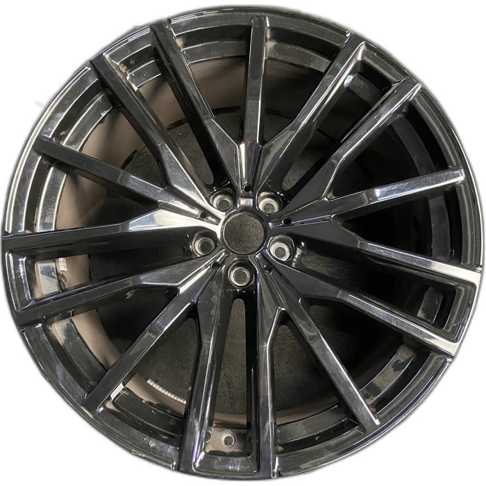22" BMW X5 21-26 22x10.5, 15 spoke, Original OEM Wheel Rim - BLACK - Front View