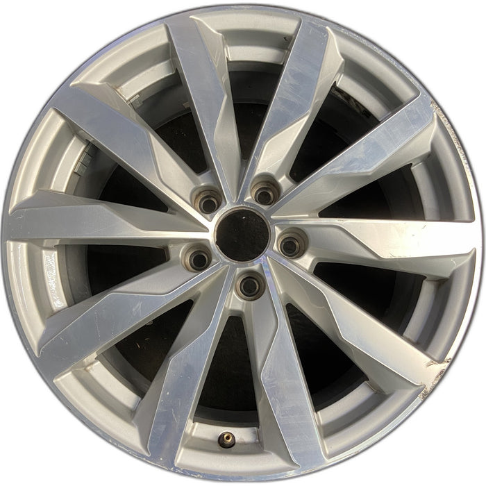 18" AUDI A4 16 18x8 , , blade spoke design Original OEM Wheel Rim - MACHINED - Front View
