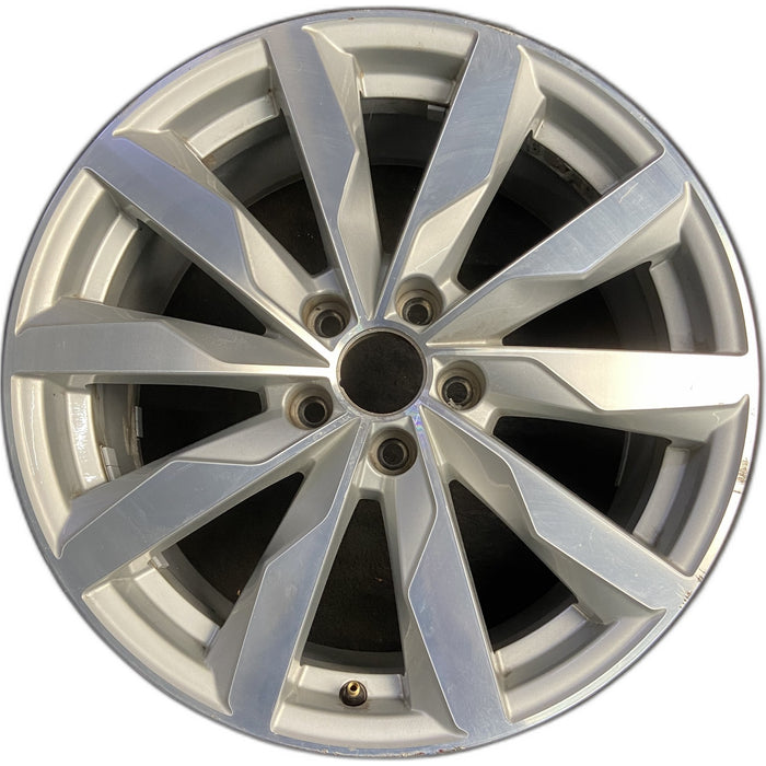 18" AUDI A4 16 18x8 , , blade spoke design Original OEM Wheel Rim - MACHINED - Front View
