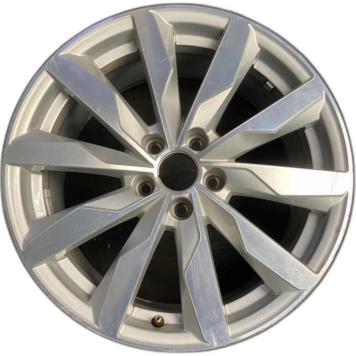 18" AUDI A4 16 18x8 , , blade spoke design Original OEM Wheel Rim - MACHINED - Front View
