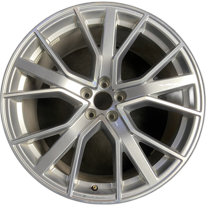 21" E-TRON 21-23 21x9.5 , 5 spoke, W spoke Original OEM Wheel Rim - SILVER - Front View