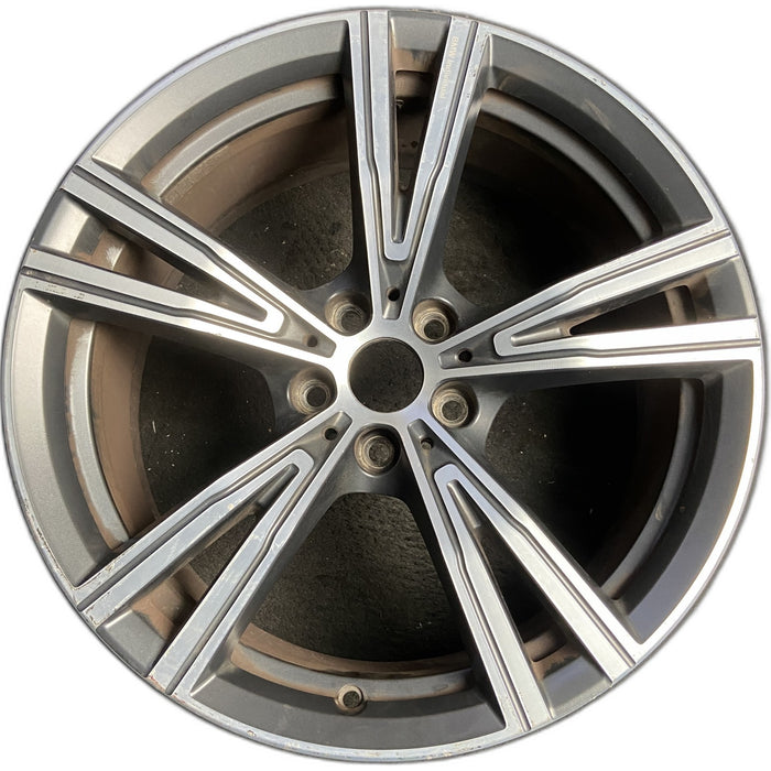 19" BMW 330e 21-24 19x8, , V spoke Original OEM Wheel Rim - MACHINED CHARCOAL - Front View