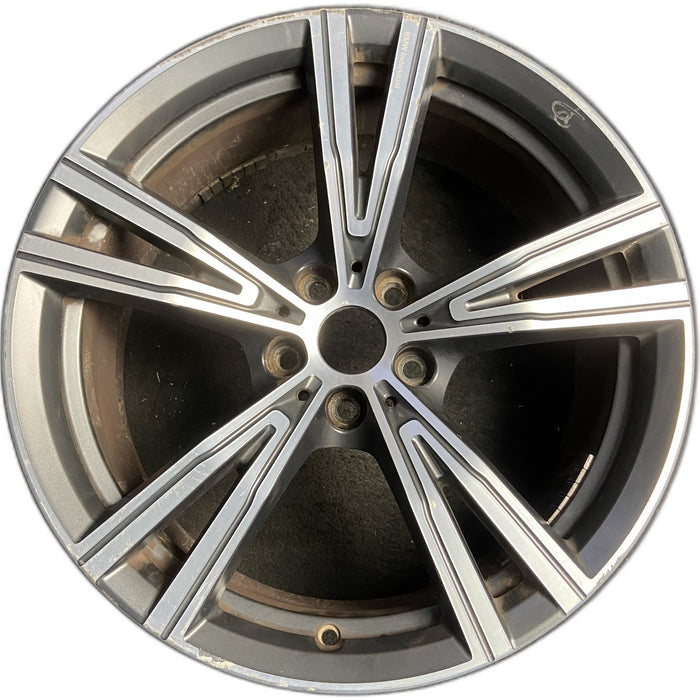19" BMW 330e 21-24 19x8, , V spoke Original OEM Wheel Rim - MACHINED CHARCOAL - Front View