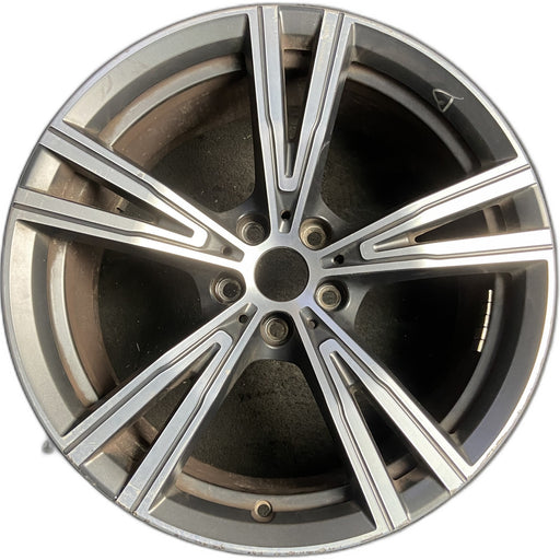 19" BMW 330e 21-24 19x8, , V spoke Original OEM Wheel Rim - MACHINED CHARCOAL - Front View