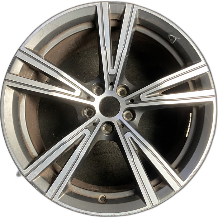 19" BMW 330e 21-24 19x8, , V spoke Original OEM Wheel Rim - MACHINED CHARCOAL - Front View