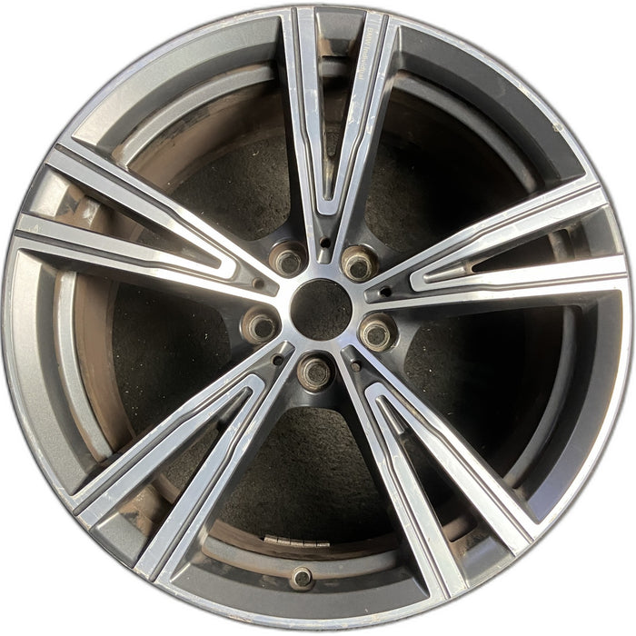 19" BMW 330e 21-24 19x8, , V spoke Original OEM Wheel Rim - MACHINED CHARCOAL - Front View