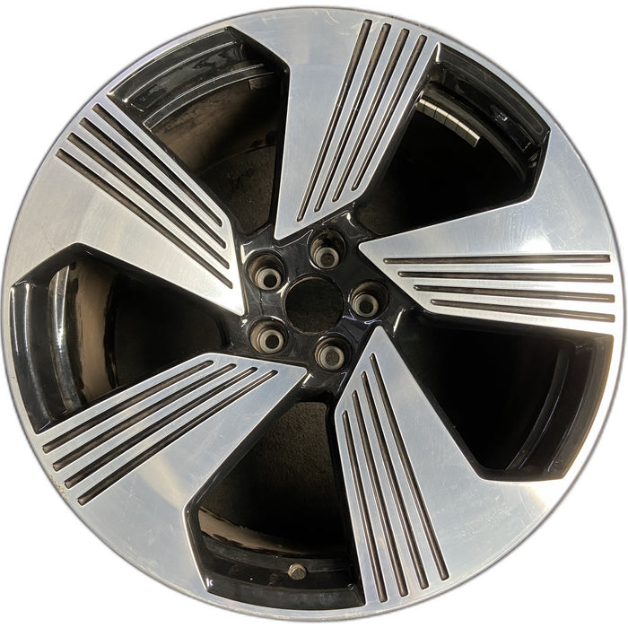 21" E-TRON 19-20 21x9.5 , 5 spoke Original OEM Wheel Rim - MACHINED BLACK - Front View