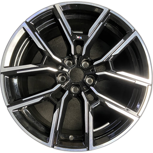 19" BMW 430i 22-24 19x8.5, , Y spoke Original OEM Wheel Rim - MACHINED BLACK - Front View
