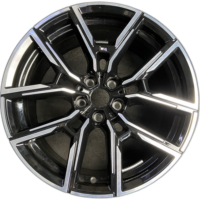 19" BMW 430i 22-24 19x8.5, , Y spoke Original OEM Wheel Rim - MACHINED BLACK - Front View