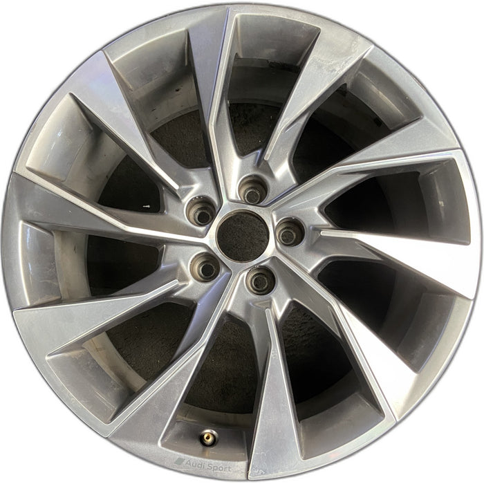 19" AUDI A4 20-23 19x8.5 , 10 spoke Original OEM Wheel Rim - MACHINED SILVER - Front View