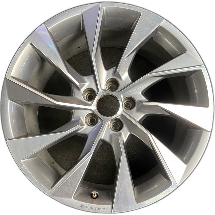 19" AUDI A4 20-23 19x8.5 , 10 spoke Original OEM Wheel Rim - MACHINED SILVER - Front View