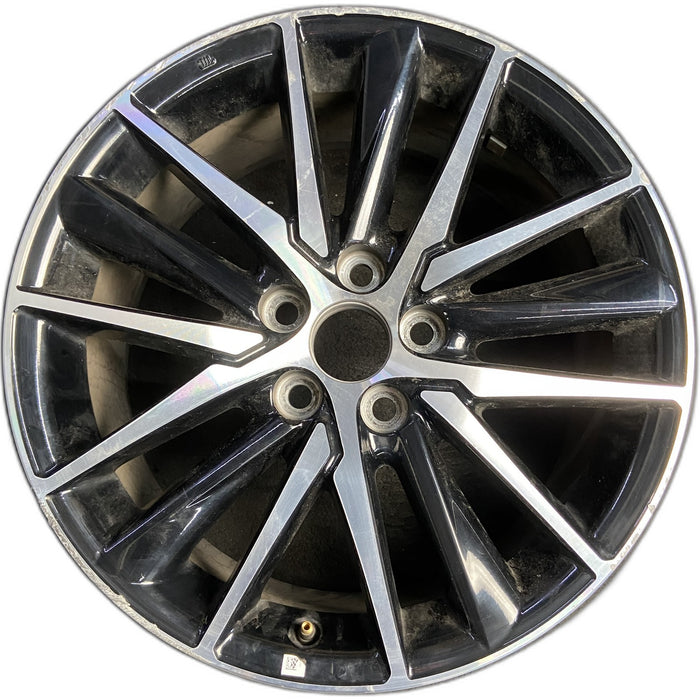 18" CAMRY 21-24 18x8 , 15 spoke , Original OEM Wheel Rim - MACHINED BLACK - Front View