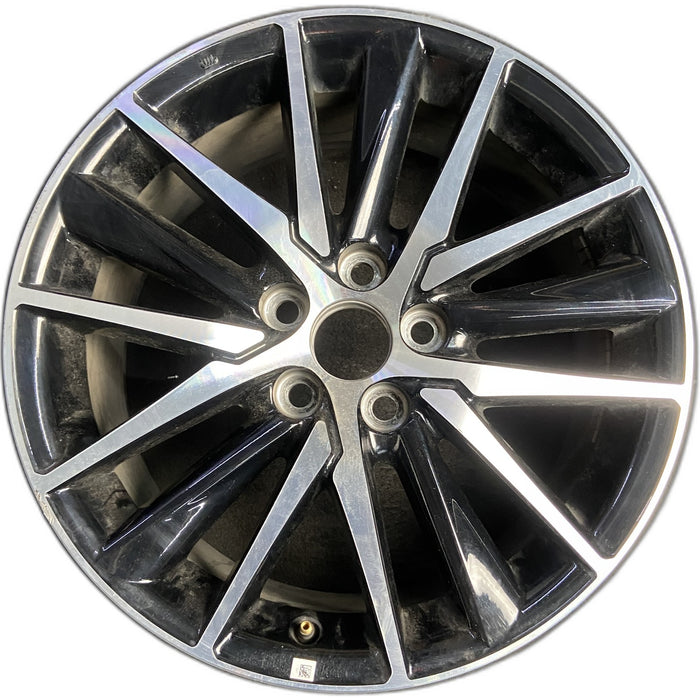 18" CAMRY 21-24 18x8 , 15 spoke , Original OEM Wheel Rim - MACHINED BLACK - Front View