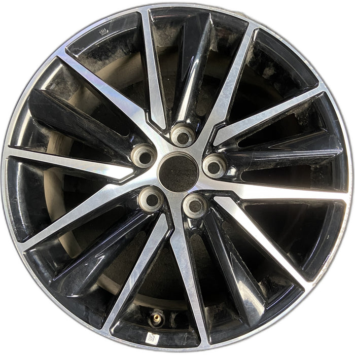18" CAMRY 21-24 18x8 , 15 spoke , Original OEM Wheel Rim - MACHINED BLACK - Front View