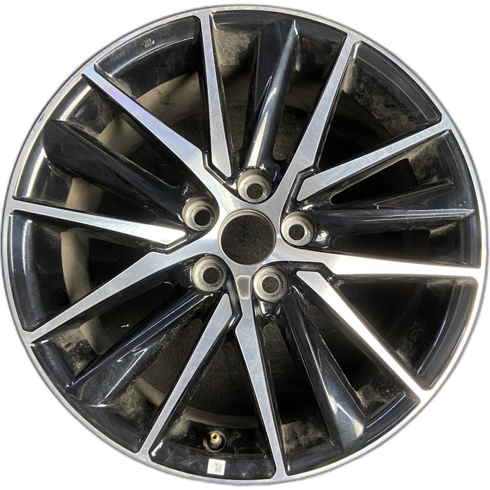 18" CAMRY 21-24 18x8 , 15 spoke , Original OEM Wheel Rim - MACHINED BLACK - Front View