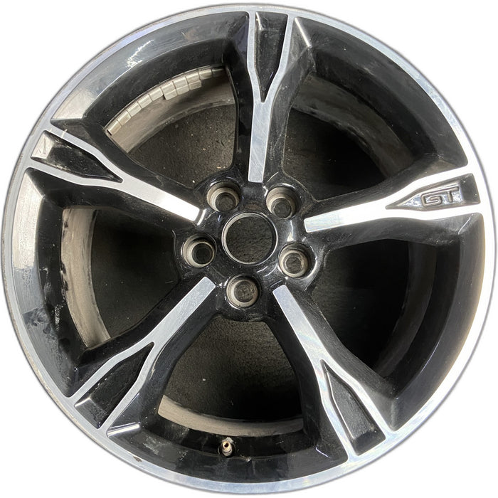 19" MUSTANG 16 19x8.5 , 5 spoke, Original OEM Wheel Rim - MACHINED BLACK - Front View