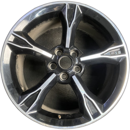 19" MUSTANG 16 19x8.5 , 5 spoke, Original OEM Wheel Rim - MACHINED BLACK - Front View