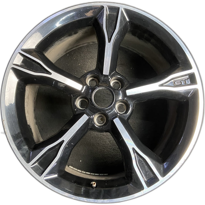 19" MUSTANG 16 19x8.5 , 5 spoke, Original OEM Wheel Rim - MACHINED BLACK - Front View