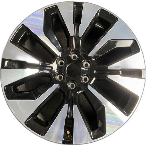 22" EXPEDITION 25 22x9, 8 spoke, Original OEM Wheel Rim - MACHINED BLACK - Front View