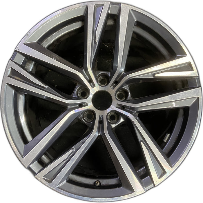 18" BMW 430i 22 18x8.5, , V spoke Original OEM Wheel Rim - MACHINED CHARCOAL - Front View