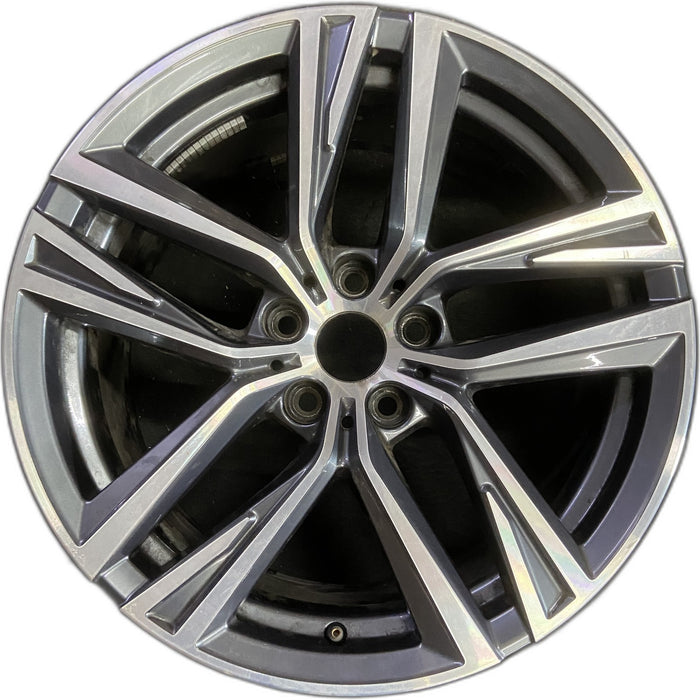 18" BMW 430i 22 18x8.5, , V spoke Original OEM Wheel Rim - MACHINED CHARCOAL - Front View
