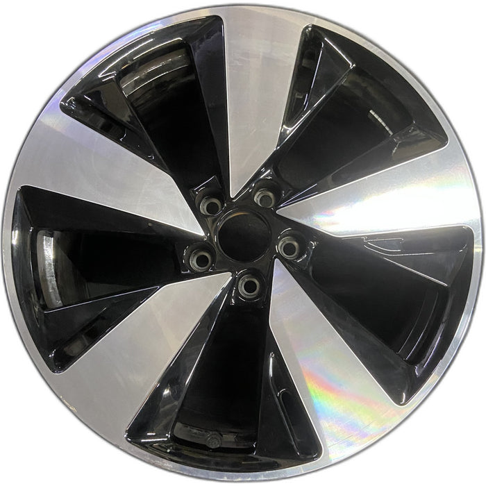 19" AUDI A5 26 19x8, V spoke Original OEM Wheel Rim - MACHINED BLACK - Front View