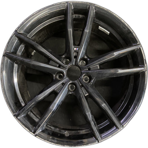 19" BMW 330e 21-23 19x8, , double spoke, Original OEM Wheel Rim - BLACK - Front View