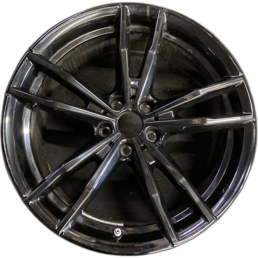 19" BMW 330e 21-23 19x8, , double spoke, Original OEM Wheel Rim - BLACK - Front View