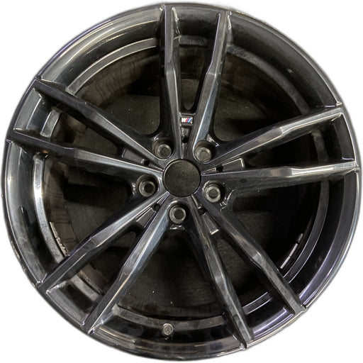 19" BMW 330e 21-22 19x8.5, , double spoke, Original OEM Wheel Rim - BLACK - Front View