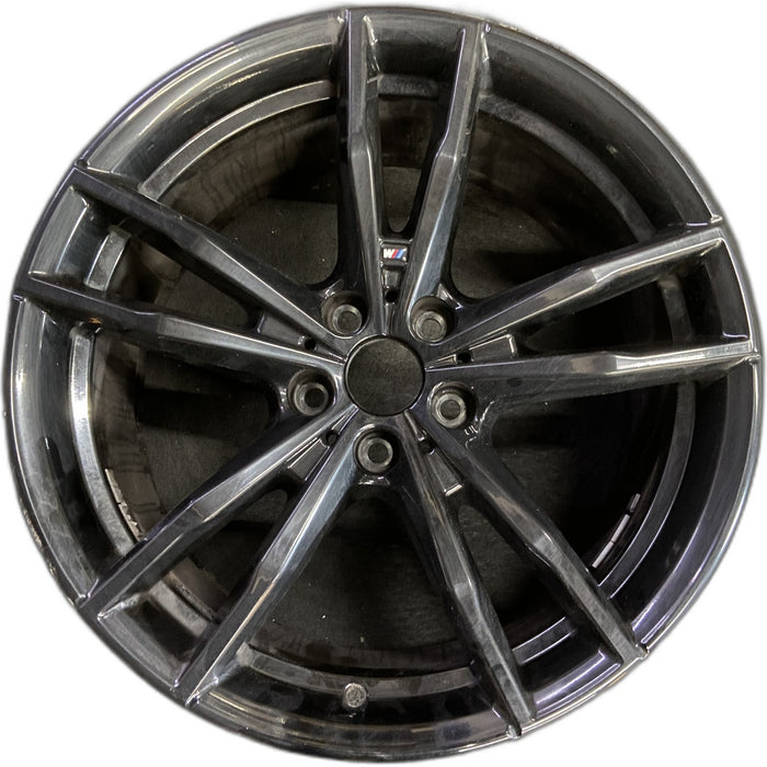 19" BMW 330e 21-22 19x8.5, , double spoke, Original OEM Wheel Rim - BLACK - Front View