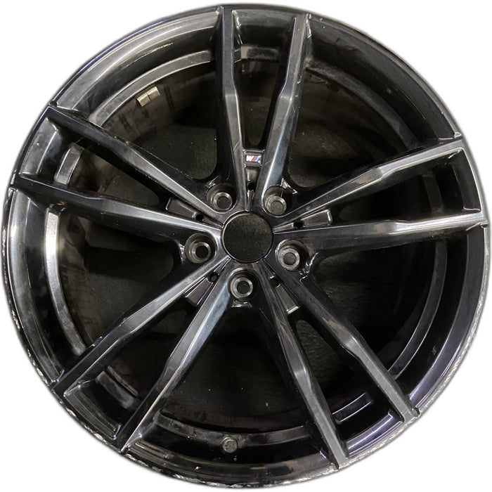 19" BMW 330e 21-22 19x8.5, , double spoke, Original OEM Wheel Rim - BLACK - Front View