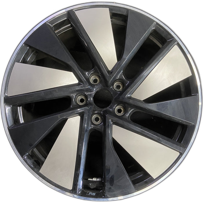 21" E-TRON GT 23-24 21x9.5 Original OEM Wheel Rim - BLACK SILVER - Front View