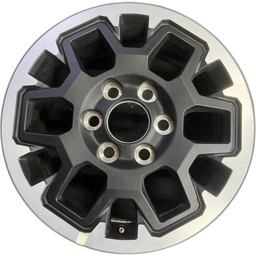 17" TACOMA 24 17x7.5 , with outer lip Original OEM Wheel Rim - MACHINED BLACK - Front View
