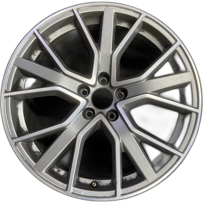 19" AUDI A4 19-22 19x8.5 , 15 spoke Original OEM Wheel Rim - MACHINED GREY - Front View