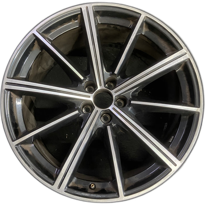 21" AUDI Q7 20-26 21x9.5 , 10 spoke Original OEM Wheel Rim - MACHINED BLACK - Front View