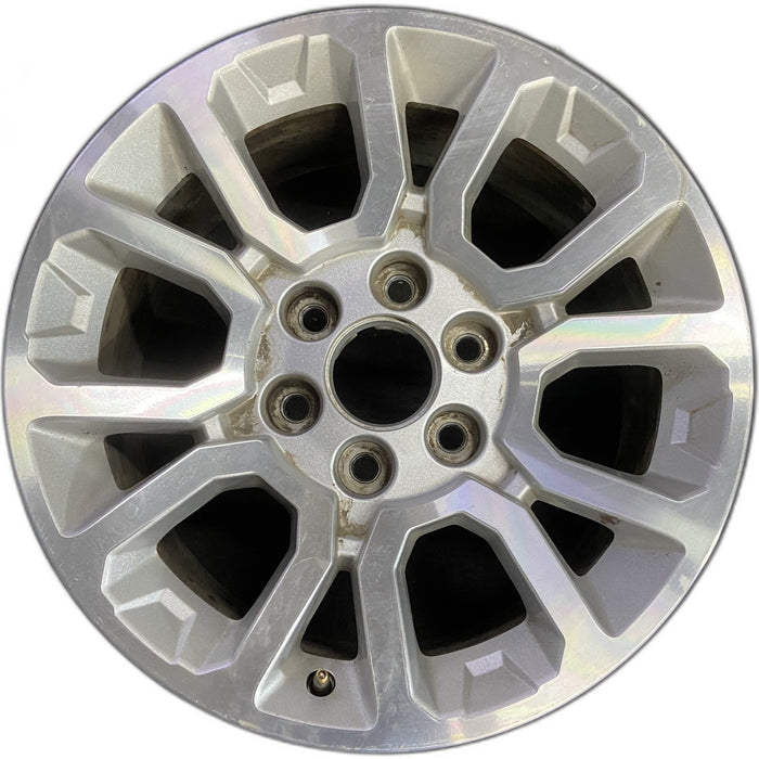 18" YUKON 15-20 18x8.5, Original OEM Wheel Rim - MACHINED SILVER - Front View