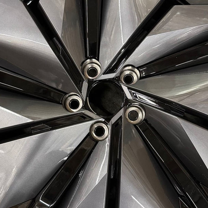 19" ARIYA 23-26 19x7.5, 10 spoke Original OEM Wheel Rim - BLACK SILVER - Angle View