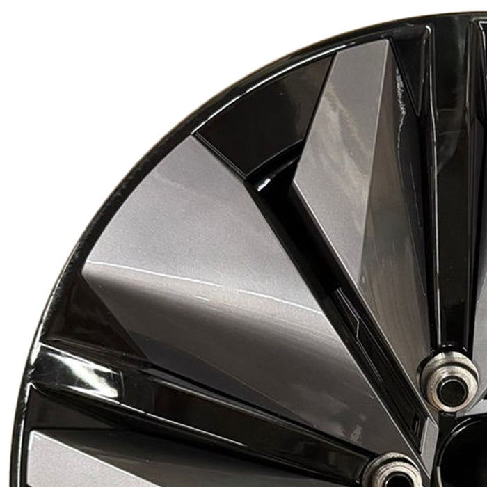 19" ARIYA 23-26 19x7.5, 10 spoke Original OEM Wheel Rim - BLACK SILVER - Side Profile