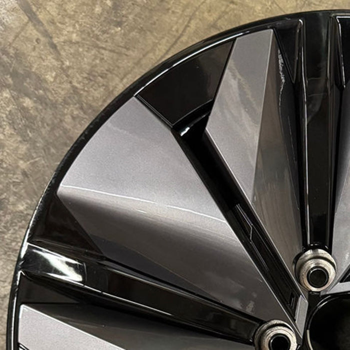 19" ARIYA 23-26 19x7.5, 10 spoke Original OEM Wheel Rim - BLACK SILVER - Side Profile
