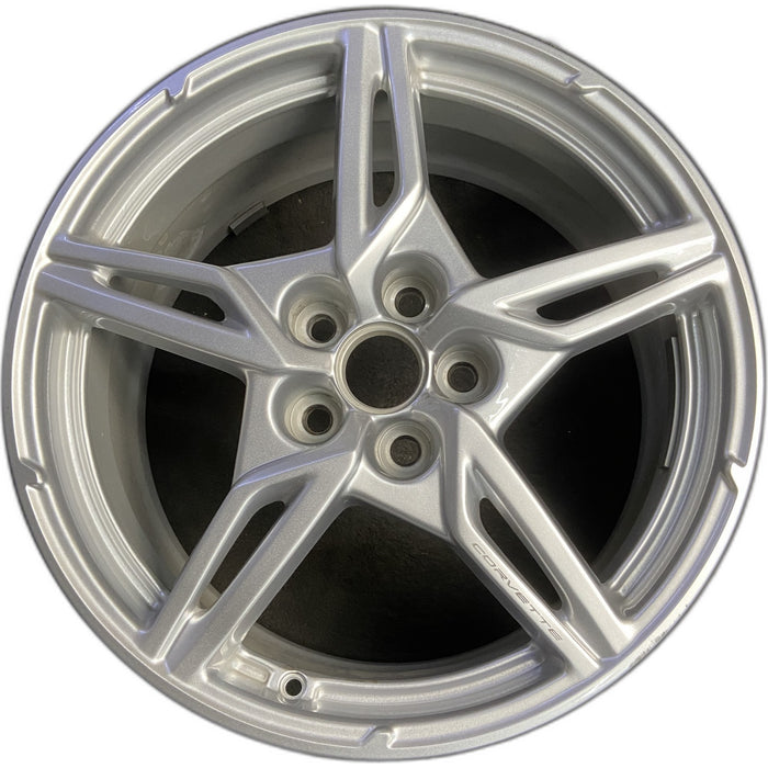 19" CORVETTE 20-22 front, , 5 spoke, Original OEM Wheel Rim - SILVER - Front View