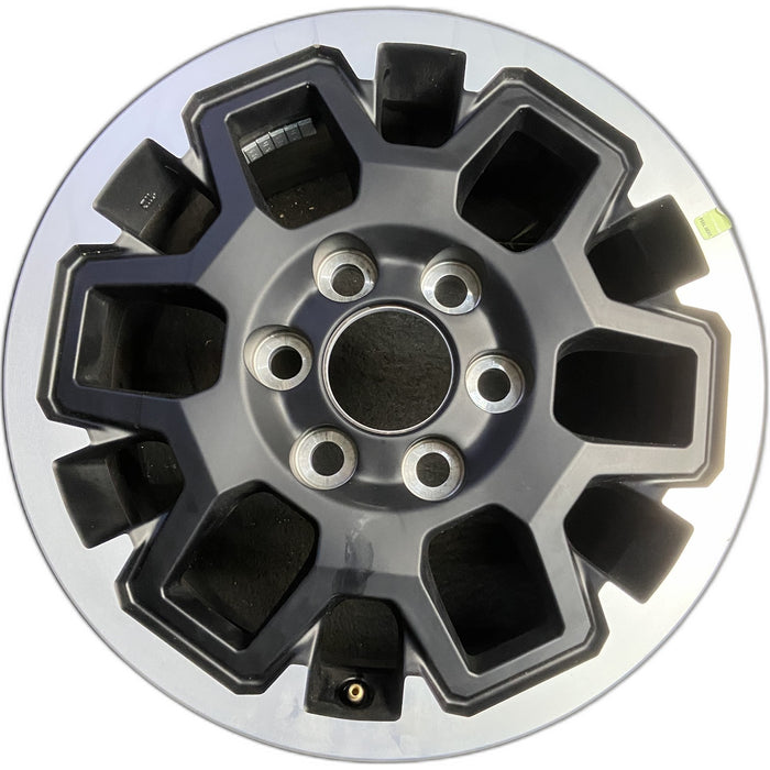 17" TACOMA 24 17x7.5 , with outer lip Original OEM Wheel Rim - MACHINED BLACK - Front View