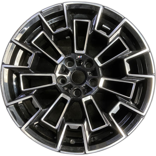 20" BMW M5 25-26 20x10.5, 7 spoke Original OEM Wheel Rim - MACHINED BLACK - Front View